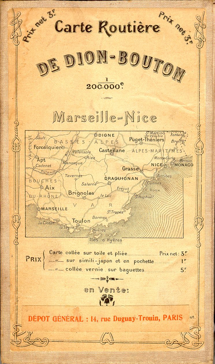 CarteMarseilleNiceDeDionBoutonSurToile